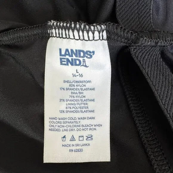 LANDS' END Swimsuit Tankini Womens L Black High Neck To One Shoulder Multi Way - Picture 8 of 13